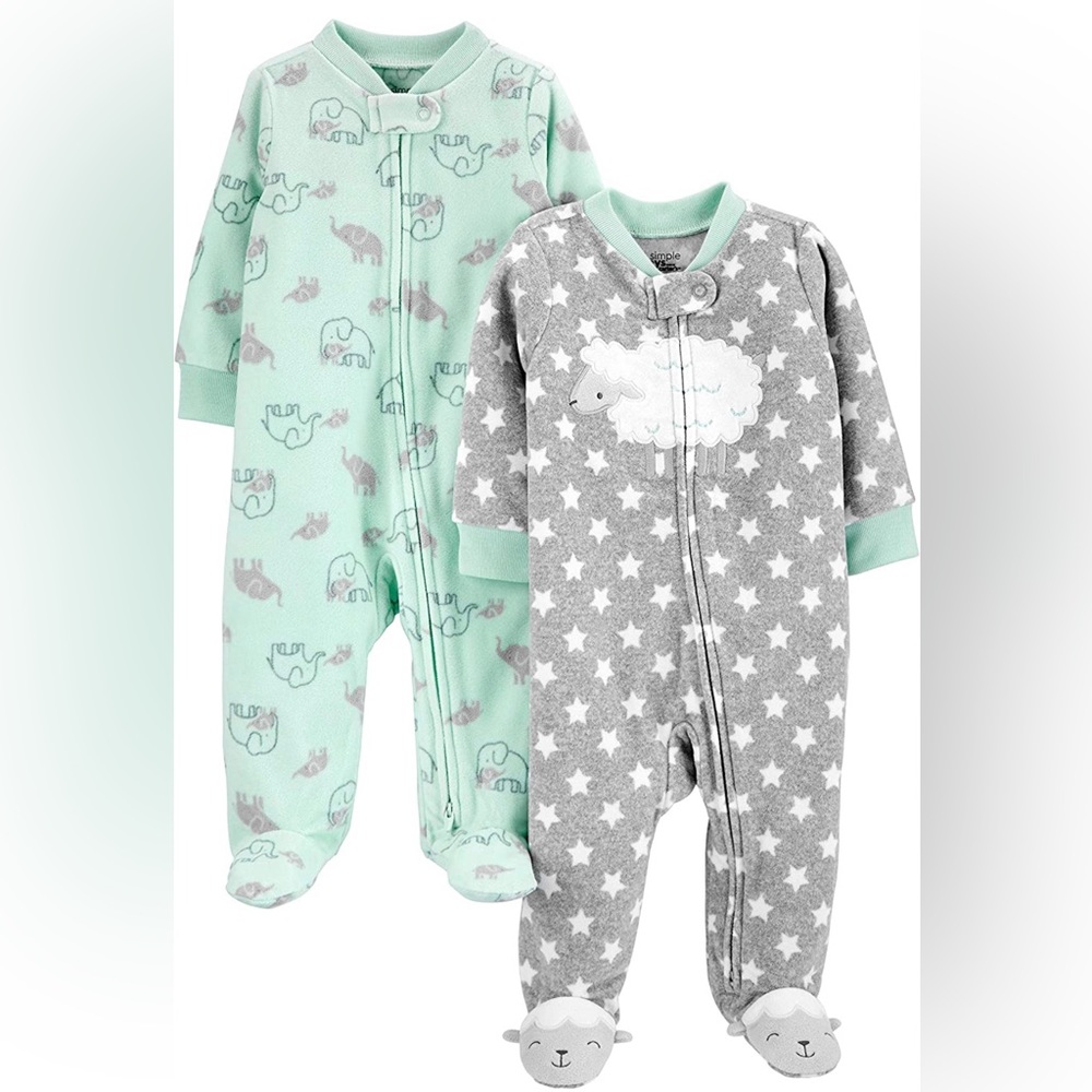 Fleece Footie Pajamas | Simple Joys by Carter's Baby Fleece Footed | 2 Pack EUC
